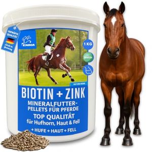 Biotine + Zinc Cheval 1Kg - Aliment minéral en Cas de problèmes de Sabots biotine & Zinc I Cure Sabots avec méthionine Zinc biotine pour Sabots & Croissance des Sabots I Changement de Pelage Chevaux (EMMA-Eventing, neuf)