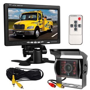 Moniteur HD avec écran 7’’ LCD TFT 12 V-24 V pour auto + caméra de recul pour bus camion remorque à 18 DEL IR étanches pour vision de nuit et vue arrière avec 10 m de câble vidéo (xinyida, neuf)