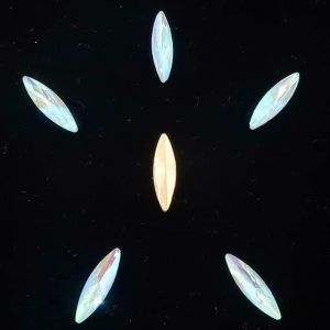 Cristal de verre 4 * 15mm forme mince arc-en-ciel gelée bonbon point arrière colle sur perles de strass applique bricolage coupe-A22 péridot AB, 4x15mm 50pcs (xiekedihaowu, neuf)