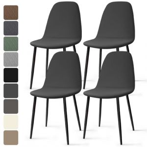 Housse de Chaise Scandinave 4 Pieces Universel Housses Chaise de Salle à Manger Lavable Extensible Couverture de Chaise Housse Chaise pour Décoration Salon Cuisine Hôtel (Gris Foncé, 4 Pieces)-KC (Ballad, neuf)