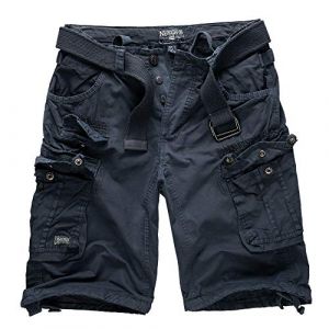 Geographical Norway Cargo Shorts Pantalon Court Bermuda avec Ceinture Short Hunter dans Bundle avec UD Bandana - Marine, M (SAS Bluebell, neuf)