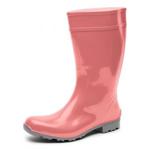 Ladeheid Bottes de Pluie Femme en Caoutchouc PVC avec Semelle Ext&eacute;rieure Antid&eacute;rapante 100% Imperm&eacute;able Chaussures pour femmes r&eacute;sistantes &agrave; l'eau LA-967 (Vieux Rose et Gris, 39 EU) (Hisert, neuf)