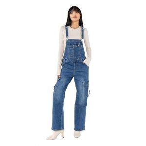 Nina Carter Salopette en jean boyfriend pour femme, combinaison, look usé, combinaison d'été, Bleu moyen (S560-3), XL (Miss Noir, neuf)