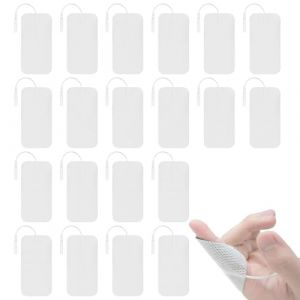 Électrodes Carrées 40x80mm,20pcs Universel Patch Électrostimulateur TENS EMS,TENS Patch pour Electrostimulateur Musculaire TENS EMS,Patchs Adhésifs Réutilisables,avec connexions Fil (Poseidoneye, neuf)