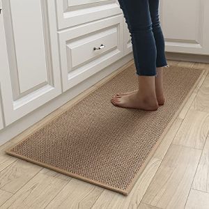 2 Pièces Tapis Cuisine, ​Tapis de Cuisine Devant ​Evier Lavable Antidérapant en caoutchouc et Lavable, Jute ​Tapis Cuisine Devant Evier Tapis Cuisine Lin Tapis Cuisine Antidérapant Tapis Cuisine (Zhiyandianzi, neuf)