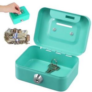 Petite Caisse Forte, Caisse &agrave; Monnaie Verrouillable, 11,5 x 8,5 x 5,8 cm, Caisse avec Serrure &agrave; Cl&eacute;, Coffre fort, Caisse &agrave; monnaie, Caissette &agrave; Monnaie &Eacute;l&eacute;gante en M&eacute;tal, Pour Stockage, Collecte (Aarcyye-Store, neuf)