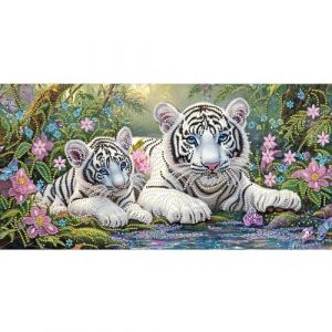 Bimkole 5D DIY Formes Sp&eacute;ciales Grand Diamond Painting Kits Tigre, Animal Broderie Diamant Kits De Broderie Au Point De Croix Strass Rond R&eacute;sine Peinture D&eacute;cor &agrave; La Maison 30x60 cm (Bimkole FR, neuf)