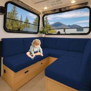 ZGDDPZA Couvre-Coussin Stretch pour siège de Caravane Housse antidérapante en Jacquard pour Banquette, canapé, lit de Camping-Car ou Salon intérieur (Bleu Marine,L 165-200cm W 65-95cm) (ZGDDPZA, neuf)