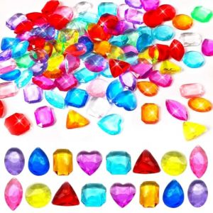 Pierre Precieuse pour Enfants, 128 Pi&egrave;ces Multicolore Acrylique Diamant Cristaux et Pierres Pr&eacute;cieuses, Chasse au Tresor Enfant Gemmes, Gros Faux Diamant Decoration Chasse au Tr&eacute;sor Pirate (Anilalowbility, neuf)