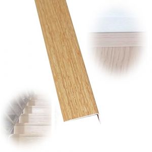 SMELEDFCFK Bordure D'escalier Grain De Bois Nez De Marche Profil D'angle 100cm 90cm 120cm, Marches D&rsquo;escalier Forme En L En M&eacute;tal Antid&eacute;rapant Nez De Marche Imperm&eacute;able/robuste(Light oak,L 48in/120CM) (DaMingHuPan, neuf)