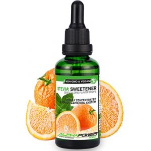 ALPHAPOWER FOOD Stévia Gouttes de oranges fruitées - arôme alimentaire naturel I Édulcorant Liquide - très concentré 1 x 50 ml. flavour Stevia drops, Flavdrops (ALPHAPOWER FOOD, neuf)