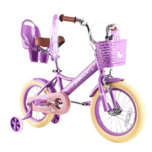 RULLY V&eacute;lo Enfant de 16 Pouces pour Filles de 4 &agrave; 7 Ans avec Roues stabilisatrices, Frein Avant, Panier, Rubans d&eacute;coratifs, Violet (Rully Bike, neuf)