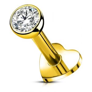 OUFER Body Piercing Lip Labret Piercing Clou Labret en Titane M&eacute;dical Or Hypoallerg&eacute;nique Poussoir Sans Filetage 16G 5/6/8/10/12mm &agrave; Dos Plat pour L&egrave;vre Helix Tragus Conch Zirconium Cubique (OUFER Body Piercing, neuf)