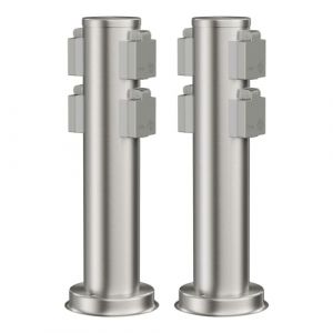 ledscom.de 2 pièces Colonne de Prises de Courant de Jardin PORU pour l'extérieur, IP44, 4X, Acier Inoxydable, INOX, Rond, 39 cm (LEDs Com GmbH, neuf)