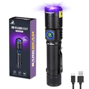 DARKBEAM Lampe de poche UV LED 395 NM, lampe de poche ultraviolette, lampe en bois, rechargeable USB-C focalisable résistante à l'eau pour détecter les scorpions et la lumière UV en résine (DARKBEAM Store, neuf)