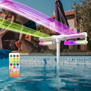 Fontaine de Piscine avec 10 lumières colorées, Accessoires de Piscine à Double Jet pour Piscine Hors Sol/souterraine, Fontaine de Piscine réglable 2 en (Maquette Solaire) (Rubu22a (Livraison rapide 7-12 JOURS), neuf)