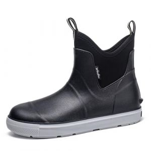 ZEPYFXIT Bottes de Pluie Homme Bottes Caoutchouc Bottine Imperméable Chelsea Boot Chaussure de Jardin Étanche Boots Extérieure pour Randonnée et Travail (Noir 25257, 44 EU) (QUPU, neuf)