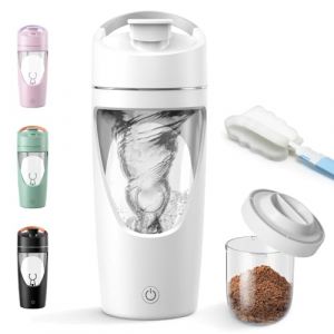 RDTOK Shaker electrique, 700ml shaker &eacute;lectrique avec compartiment &agrave; poudre, shaker proteine rechargeable USB C, sans BPA (blanc) (RDTdirect, neuf)