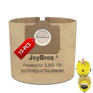 JoyBros 15-Pack Sacs pour Karcher wd3 Premium wd3 wd3p 6.959-130.0 mv3 wd 3.200 6.904-051.0 A2504 A2604 Poussière Papier Poubelle Sachet Aspirateur (JoyBros Vacuum Cleaner Spare Parts Store, neuf)