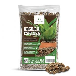 LERAVA® Bille d'argile pour Plante - 1l - Substrat Naturel, Léger et Résistant pour Drainage de Pots - Billes Argile Plantes Décoratif et Améliorateur de Terreau - 100% Made in Italy (Agricenter Spitaler, neuf)