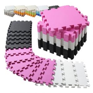 INTOMENG Tapis de Puzzles pour Bébés Mousse Tapis de Jeu Interactif pour Enfants Tapis de Protection Eva pour Chambre d'enfants et Nurserie (Noir Rose, 114x142 cm | 20 Tapis | 1.62 M²) (INTOMENG Bedroom, neuf)