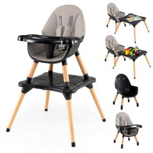 LIFEZEAL Chaise Haute &Eacute;volutive pour B&eacute;b&eacute;, 6 en 1 Chaise de Repas Convertible avec Coussin Amovible, Harnais de S&eacute;curit&eacute;，Si&egrave;ge Enfant avec Plateau Adjustable pour B&eacute;b&eacute; 6-36 Mois (LIFEZEAL ITALY S.R.L., neuf)