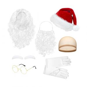 Barbe Et Perruque Du P&egrave;re No&euml;l - Accessoires De D&eacute;guisement De No&euml;l Pour F&ecirc;te | Accessoires Cosplay De Pour Hommes Femmes Adolescents Fils Fille Mari Femme Famille Amis Grand M&egrave;re (mildily, neuf)
