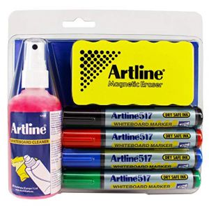 Artline Tableau Blanc Kit Stylos Marqueurs Nettoyeur Gomme &agrave; Effacer (Stock Bureau Maison Bien-&ecirc;tre, neuf)