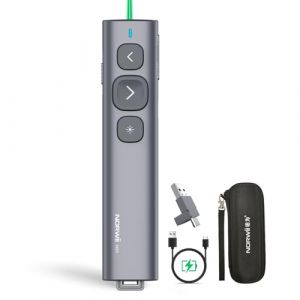 Norwii N95 Clicker de présentation avec récepteur USB-AC, PowerPoint Clicker pour télécommande de présentation, pointeur de présentation sans Fil Rechargeable, Slide Clicker(Vert, USB-AC) (norwii, neuf)