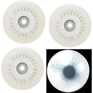 WSDAV 4PCS Inline Roller Wheels, avec LED Flash Skate Wheels Roue de Remplacement 60mm-80mm Inline Roller pour Enfants et Adolescents,Blanc,72MM (JCWSDSM, neuf)
