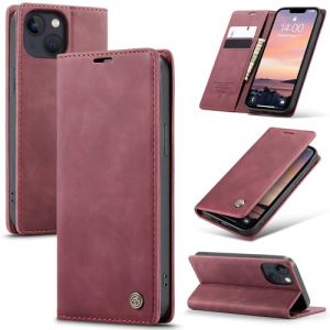Samokor Coque pour iPhone 15 5G Housse Cuir Premium Etui Rabat Pochette Portefeuille Fentes Cartes Magn&eacute;tique,&Eacute;tui Protection pour iPhone 15 5G,Vin Rouge (Haoxin20, neuf)