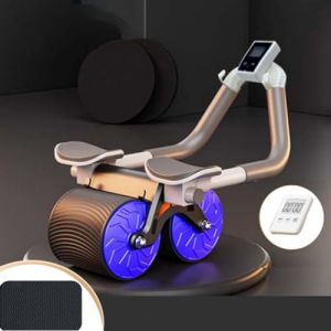 Ab Roller Wheel, Roulette Abdominaux, Rouleau Abdominal à Rebond Automatique, AB Roller pour Abdominaux, Roue D'Exercice Ab Roller avec Minuterie, Roue Abdominale avec Tapis d'entraînement (ZonQ, neuf)