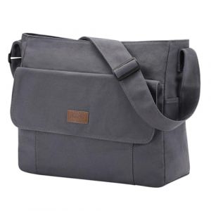 Chase Chic Toile Sac Bandoulière Femme Homme,Sacs d'épaule Sacoche Messager pour Ordinateur Portable 15.6",Sac a Main Sacs Besace pour Travail Voyage Ecole(Gris) (Chase Chic, neuf)