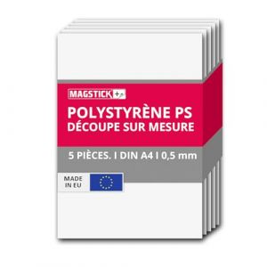 Magstick Plaques en polystyr&egrave;ne I Set de 5 feuilles PS blanches A4 29,7 x 21 cm x 0,5 mm I Plastique rigide et thermoformable I Pour mod&eacute;lisme architecture bricolage DIY I mag259 (easydruck24, neuf)