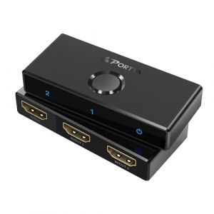HDMI Switch 4K 60Hz, PORTTA Bi-Directional HDMI Splitter 1 in 2 Out, HDMI 2.0 commutateur 2 in 1 Out hub Compatible HDR HDCP2.3 3D pour Blu-Ray Xbox PS4 PS5 Roku Fire Stick HDTV Monitor -Noir (Portta EU, neuf)