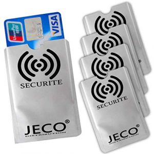 JeCo- De 1 à 50 Protections Carte Anti-RFID/PAIEMENT sans Contact étui Carte Bleue, Carte bancaire visa Master Card. (Lot de 5) (JECO-DISTRIBUTION, neuf)