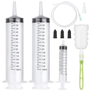 2PCS 150ml Plastique Seringue avec 1m Tube et 1 Seringue 10ml,en Réutilisable Seringue Plastique a Huile Seringue D’alimentation pour Vider les Bocaux de Liquide de Frein [Utilisation non médicale] (JiusanTech, neuf)