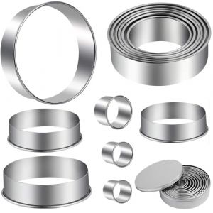 ELINKA Emporte Piece Cercle a Patisserie - 12PCS Emporte Piece Rond Cercle Patisserie Emporte pièces Cuisine pour Biscuits Pâtes à Sucre Gâteaux Cookie Cutter (Elinka Direct, neuf)