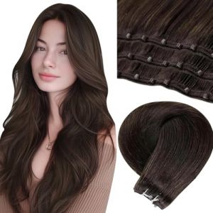 LaaVoo Extension Cheveux Naturel Tissage Micro Ring Marron Fonce Tissage Naturel Cheveux Humain Brun Fonce 16Pouces/40cm 50g Micro Loop Tissage Naturel Cheveux Humain Remy Cheveux #2 (Laavoo, neuf)