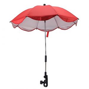 14 Pouces Ombrelle pour Poussette, Parasol Universel pour Poussette avec Pince Parasol R&eacute;glable pour Poussette avec Protection Parasol pour Poussette, Couffin, Fauteuil Roulant (Rouge (colle (Luqeeg, neuf)