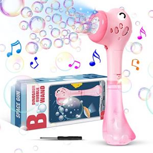 Panacare Machine à Bulles électrique, Dinosaure Bubble Stick Jouet à Bulles 4000+ Bulles/Min avec 360ML Super Solution à Bulles pour extérieur/fête/Mariage, Machine à Bulles pour Enfants Rose (PNM EU STORE, neuf)