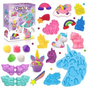 Pâte à modeler pour enfants à partir de 3 ans - Thème licorne Play Color Dough - Accessoires d'art et d'artisanat - Kit avec 11 accessoires de pâte à modeler - Pour les vacances, les anniversaires, (VConejo, neuf)