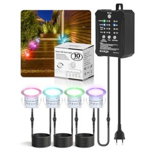 Lot de 10 RGB LED Spot Encastrable Exterieur Dimmable, Minuterie Spots à Encastrer Extérieur Capteur Photoélectrique Spots LED Encastrables IP67 Étanche pour Terrasse Bois Piscine Jardin Deck en Bois (HIBOITEC-EU, neuf)