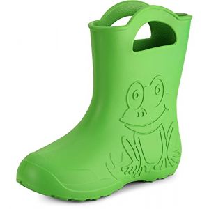 Ladeheid bottes de pluie femme ultra l&eacute;g&egrave;res en EVA imperm&eacute;ables semelle antid&eacute;rapante poign&eacute;es faciles motif grenouille LA-CA-09 (Vert, 36/37 EU) (Hisert, neuf)