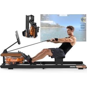 ORISYN Rameur pliable pour la maison : rameur Bluetooth &agrave; eau avec support de tablette r&eacute;glable - 98 % rameur pliable pr&eacute;-mont&eacute; - Charge maximale : 160 kg (ZHENYU FITNESS, neuf)
