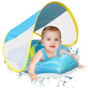 Anneau de Natation pour B&eacute;b&eacute;,Bouee Bebe avec Pare Soleil,Bouee Bebe Parasol,Bou&eacute;e Si&egrave;ge Gonflable Flotteur,B&eacute;b&eacute; Si&egrave;ge de Piscine,Flotteur de Piscine Convient aux b&eacute;b&eacute;s de 6 &agrave; 48 Mois (a ray of sunshine, neuf)