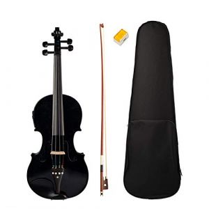 Zunedhys 4/4 Pleine Grandeur Violon Violon Son et Violon ÉLectrique Corps en Bois EbèNe Accessoires Haute Qualité Noir Violon ÉLectrique (Dousilaiwan, neuf)