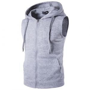 Sweat &agrave; Capuche sans Manches pour Homme, d&eacute;bardeur de bodybulding avec Poche zipp&eacute;e, Gilet &agrave; Capuche pour entra&icirc;nement Musculaire, Sweat &agrave; Capuche Gris pour Homme, L (WinHLin, neuf)