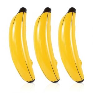 TUONYIS 3 Pi&egrave;ces Banane Gonflable 60CM Blow- up Bananes gonflables, Jouets Aquatiques pour Piscine Plage &eacute;t&eacute;, d&eacute;coration de f&ecirc;te Prop, pour d&eacute;coration de f&ecirc;te hawa&iuml;enne, Carnaval (Jaune) (ZECAI TONG, neuf)
