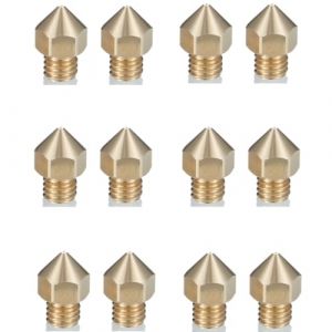 TIEXYE Lot de 12 buses CR10S Pro 0,4 mm en laiton extrudeuses CR10S Pro Hotend 0,4 mm, buse d'imprimante 3D M6 x 0,75 mm uniquement pour imprimante 3D Creality CR10S Pro Hotend. (Fast Media Ships From USA, neuf)